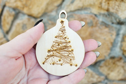 Christmas tree balls - 3.2 inches - 15 variants - cut of high quality plywood - Christmas ornament, New Year decor, BE READY