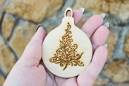 Christmas tree balls - 3.2 inches - 15 variants - cut of high quality plywood - Christmas ornament, New Year decor, BE READY