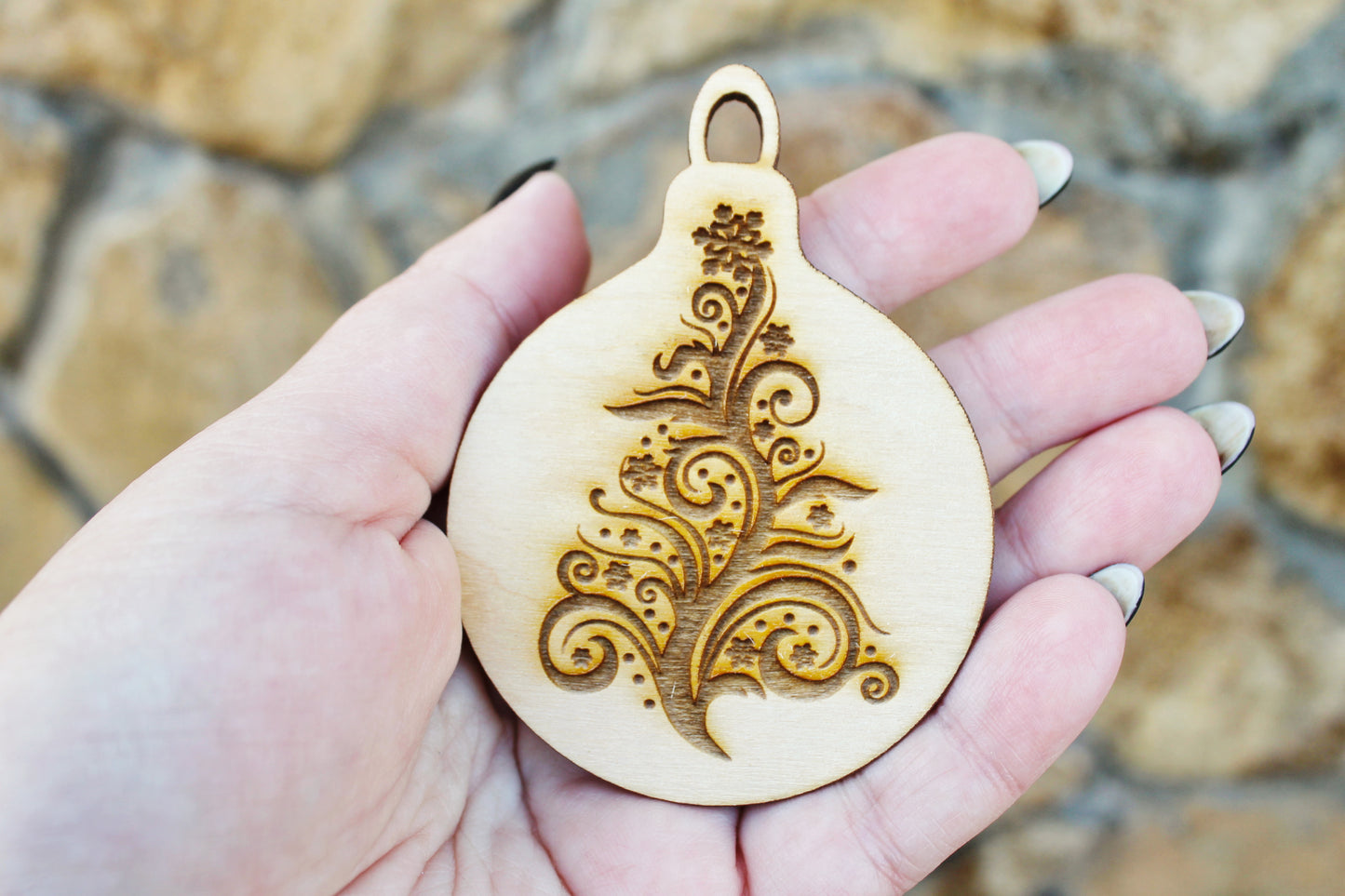 Christmas tree balls - 3.2 inches - 15 variants - cut of high quality plywood - Christmas ornament, New Year decor, BE READY