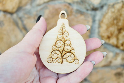 Christmas tree balls - 3.2 inches - 15 variants - cut of high quality plywood - Christmas ornament, New Year decor, BE READY