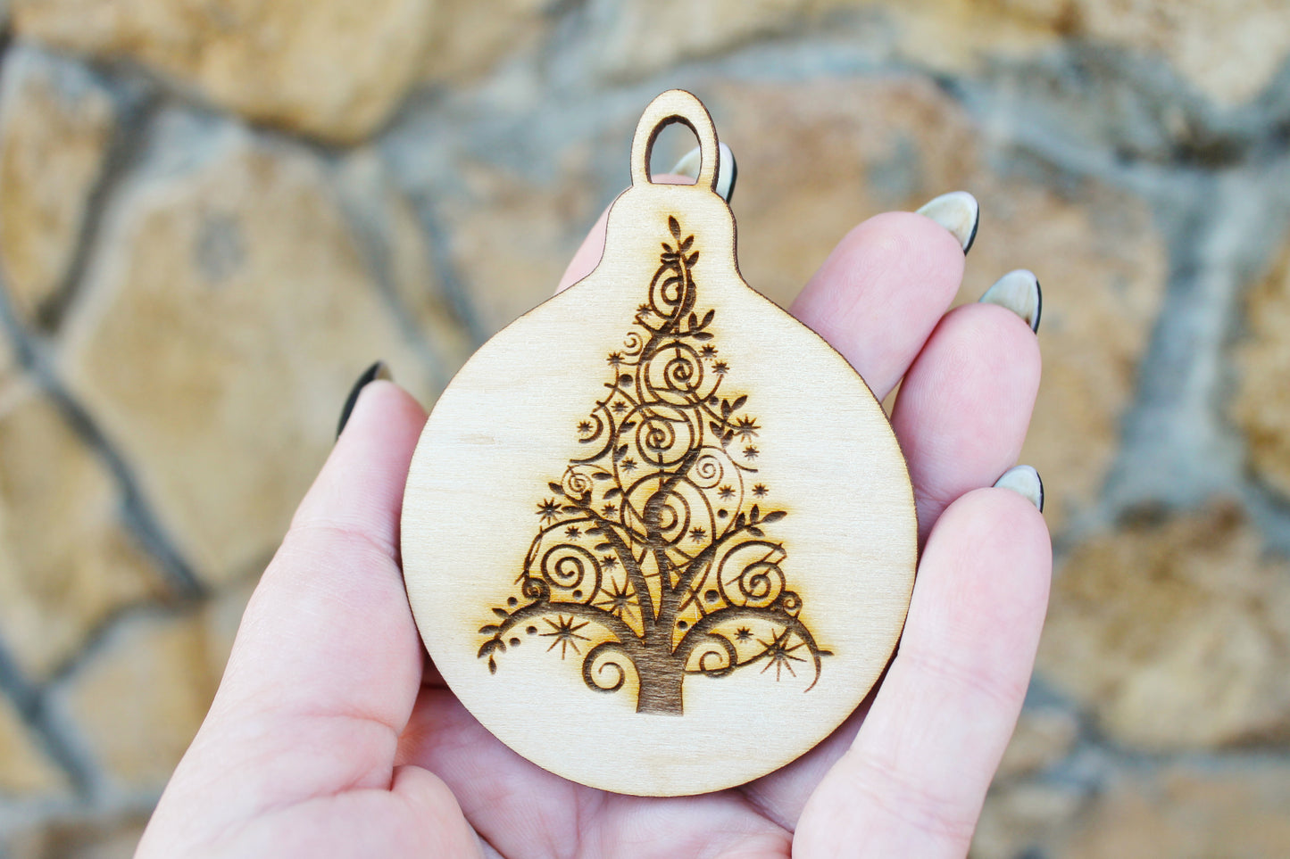 Christmas tree balls - 3.2 inches - 15 variants - cut of high quality plywood - Christmas ornament, New Year decor, BE READY