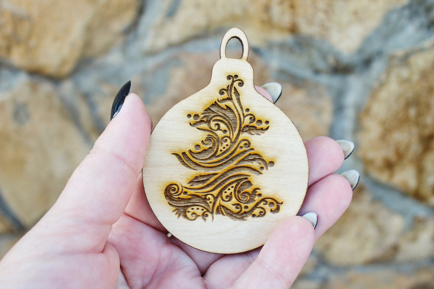 Christmas tree balls - 3.2 inches - 15 variants - cut of high quality plywood - Christmas ornament, New Year decor, BE READY