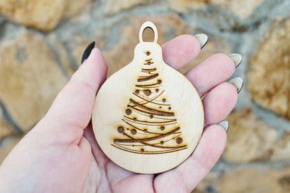 Christmas tree balls - 3.2 inches - 15 variants - cut of high quality plywood - Christmas ornament, New Year decor, BE READY