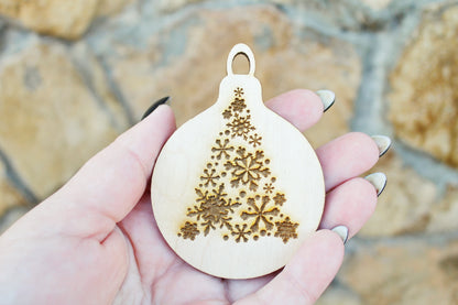 Christmas tree balls - 3.2 inches - 15 variants - cut of high quality plywood - Christmas ornament, New Year decor, BE READY