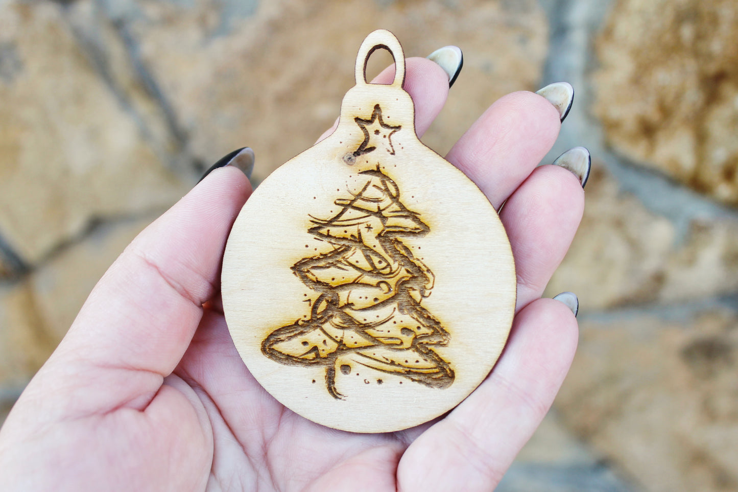 Christmas tree balls - 3.2 inches - 15 variants - cut of high quality plywood - Christmas ornament, New Year decor, BE READY