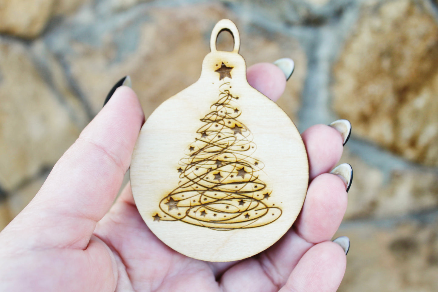 Christmas tree balls - 3.2 inches - 15 variants - cut of high quality plywood - Christmas ornament, New Year decor, BE READY