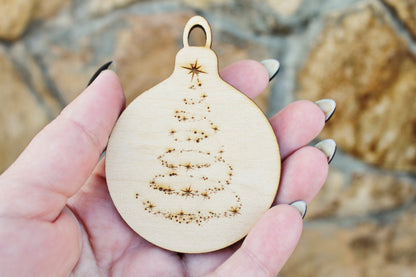 Christmas tree balls - 3.2 inches - 15 variants - cut of high quality plywood - Christmas ornament, New Year decor, BE READY