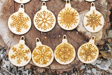 Load image into Gallery viewer, Christmas tree balls - 3.5 inches - 12 variants - cut of high quality plywood - Christmas snowflake ornament, New Year decor - 003
