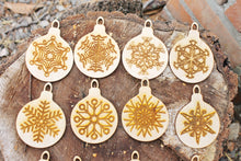 Load image into Gallery viewer, Christmas tree balls - 3.5 inches - 12 variants - cut of high quality plywood - Christmas snowflake ornament, New Year decor - 003

