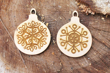 Load image into Gallery viewer, Christmas tree balls - 3.5 inches - 12 variants - cut of high quality plywood - Christmas snowflake ornament, New Year decor - 003
