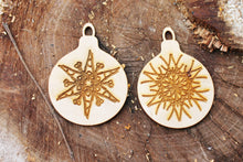 Load image into Gallery viewer, Christmas tree balls - 3.5 inches - 12 variants - cut of high quality plywood - Christmas snowflake ornament, New Year decor - 003

