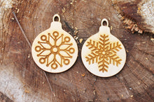 Load image into Gallery viewer, Christmas tree balls - 3.5 inches - 12 variants - cut of high quality plywood - Christmas snowflake ornament, New Year decor - 003
