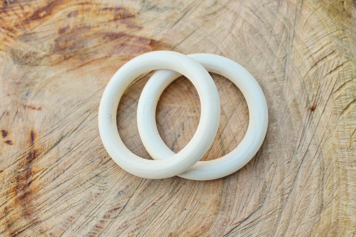 Unfinished Wooden rings - 70 mm (2.7") - wooden connector - natural eco friendly - 5 pcs - made of maple tree wood