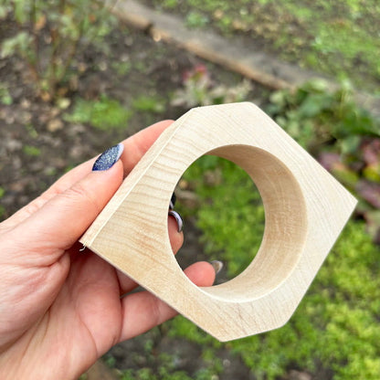 35 mm Wooden Rhomboid Bangle Blank - Linden Wood Bracelet Base - Unfinished Arrow Shape Jewelry Making Supply