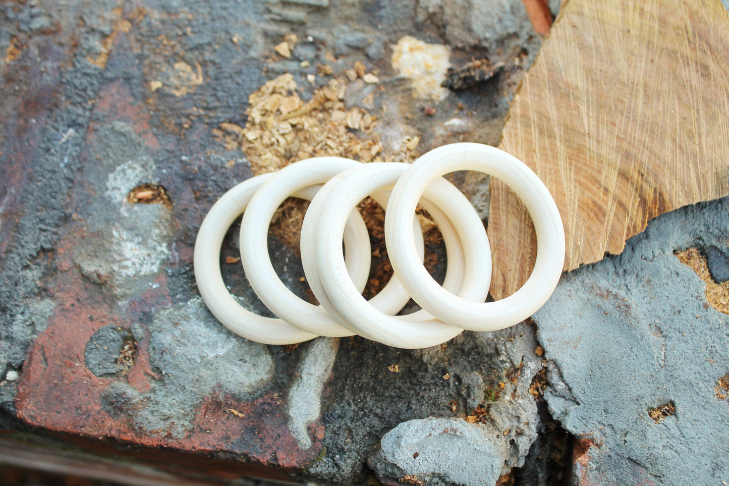 Unfinished Wooden rings - 70 mm (2.7") - wooden connector - natural eco friendly - 5 pcs - made of maple tree wood