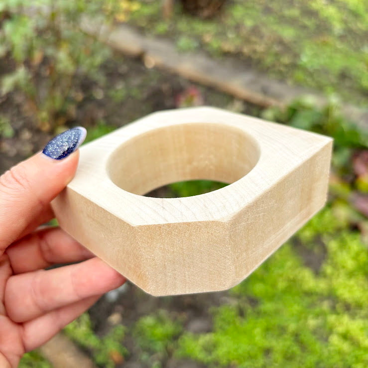 35 mm Wooden Rhomboid Bangle Blank - Linden Wood Bracelet Base - Unfinished Arrow Shape Jewelry Making Supply