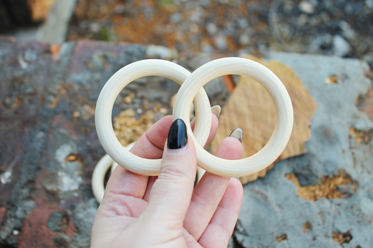 Unfinished Wooden rings - 70 mm (2.7") - wooden connector - natural eco friendly - 5 pcs - made of maple tree wood