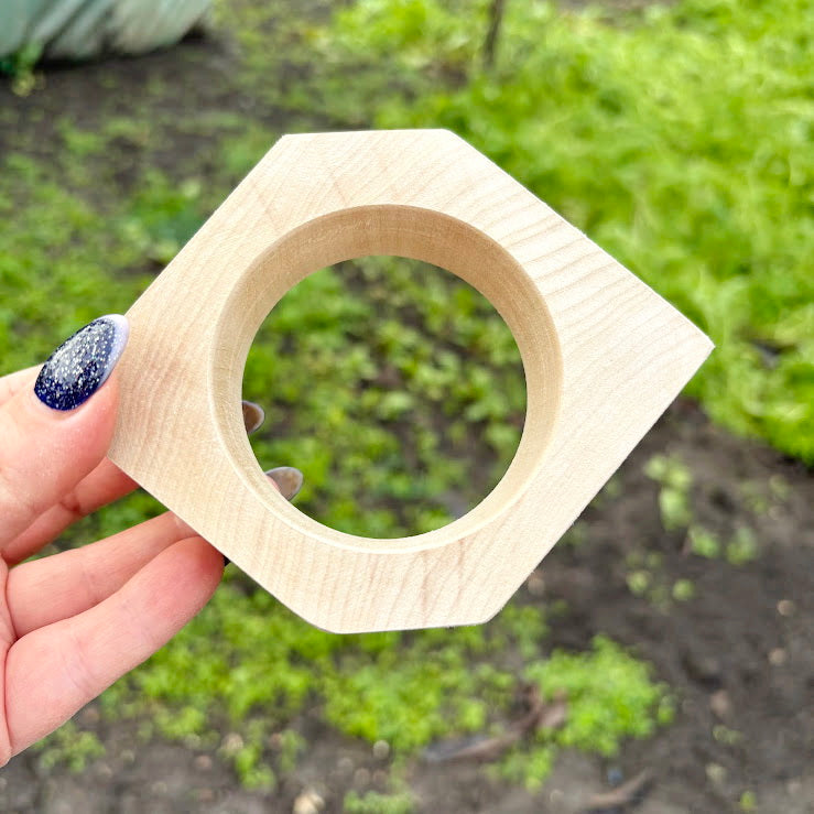 35 mm Wooden Rhomboid Bangle Blank - Linden Wood Bracelet Base - Unfinished Arrow Shape Jewelry Making Supply