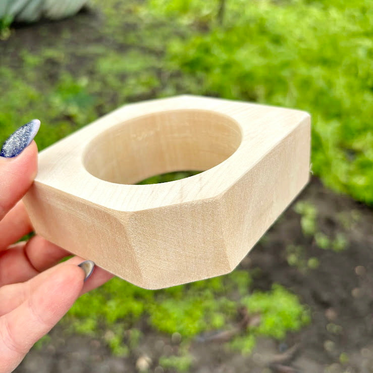 35 mm Wooden Rhomboid Bangle Blank - Linden Wood Bracelet Base - Unfinished Arrow Shape Jewelry Making Supply