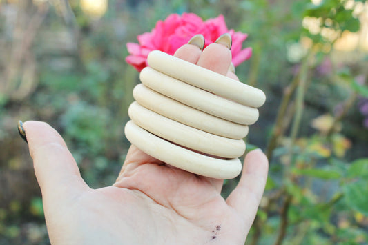 Unfinished Wooden rings - 70 mm (2.7") - wooden connector - natural eco friendly - 5 pcs - made of maple tree wood