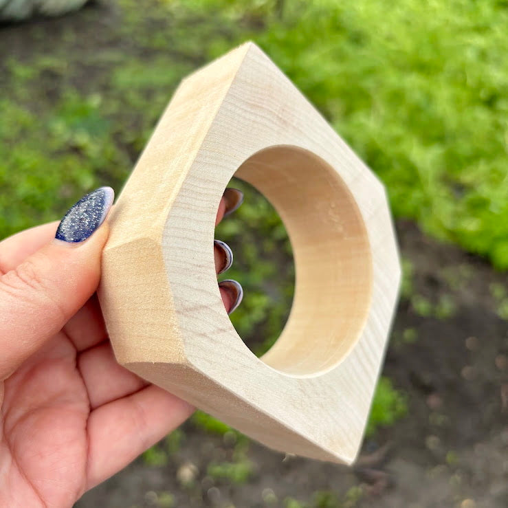 35 mm Wooden Rhomboid Bangle Blank - Linden Wood Bracelet Base - Unfinished Arrow Shape Jewelry Making Supply