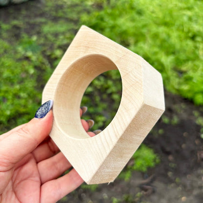 35 mm Wooden Rhomboid Bangle Blank - Linden Wood Bracelet Base - Unfinished Arrow Shape Jewelry Making Supply