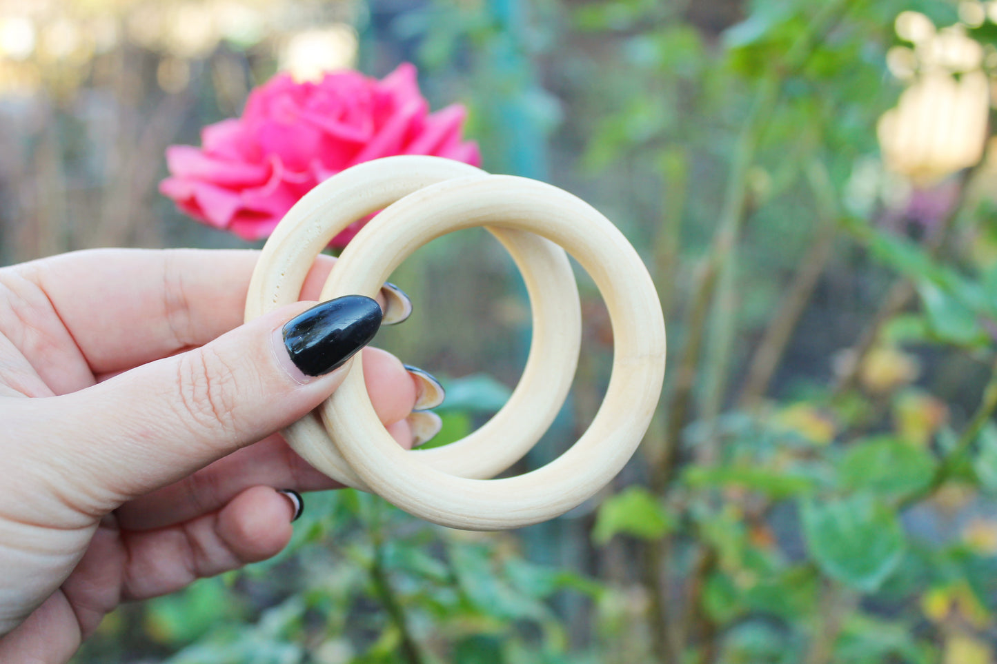 Unfinished Wooden rings - 70 mm (2.7") - wooden connector - natural eco friendly - 5 pcs - made of maple tree wood