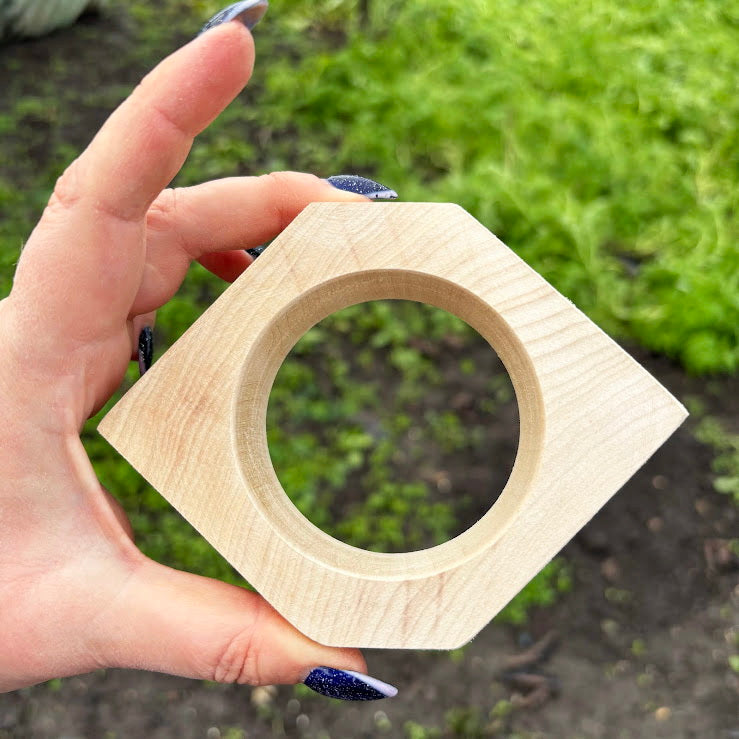 35 mm Wooden Rhomboid Bangle Blank - Linden Wood Bracelet Base - Unfinished Arrow Shape Jewelry Making Supply