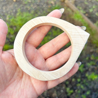 Unfinished Wooden Bangle 10 mm Thick, Linden Wood Bracelet Blank with Single Corner, Natural Eco Friendly Jewelry Supply