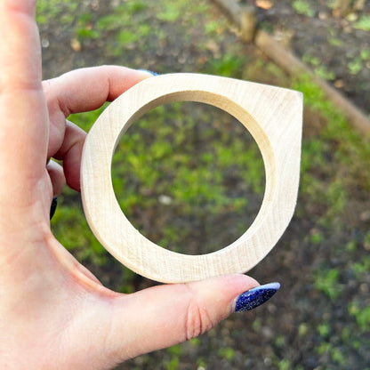 Unfinished Wooden Bangle 10 mm Thick, Linden Wood Bracelet Blank with Single Corner, Natural Eco Friendly Jewelry Supply