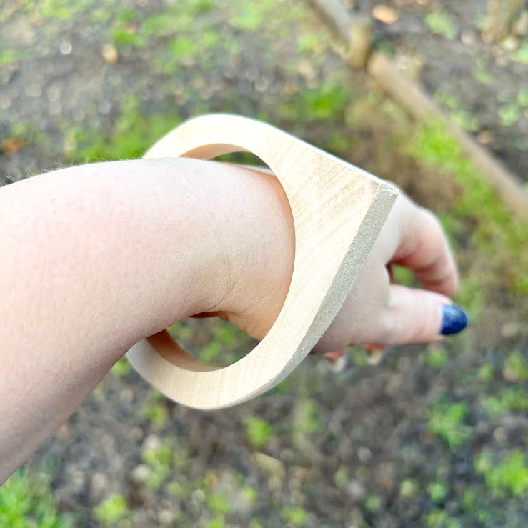 Unfinished Wooden Bangle 10 mm Thick, Linden Wood Bracelet Blank with Single Corner, Natural Eco Friendly Jewelry Supply