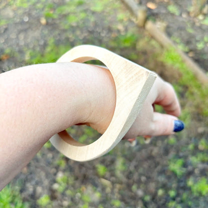Unfinished Wooden Bangle 10 mm Thick, Linden Wood Bracelet Blank with Single Corner, Natural Eco Friendly Jewelry Supply