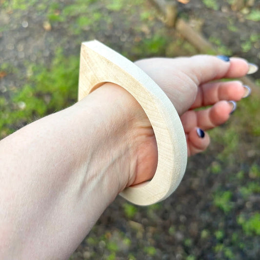 Unfinished Wooden Bangle 10 mm Thick, Linden Wood Bracelet Blank with Single Corner, Natural Eco Friendly Jewelry Supply