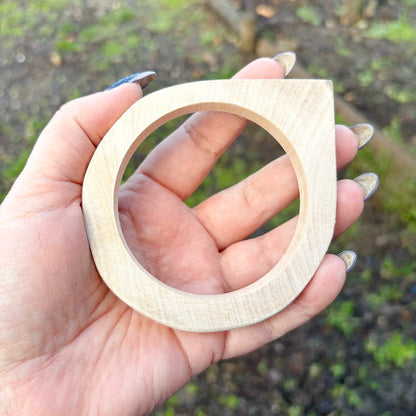 Unfinished Wooden Bangle 10 mm Thick, Linden Wood Bracelet Blank with Single Corner, Natural Eco Friendly Jewelry Supply