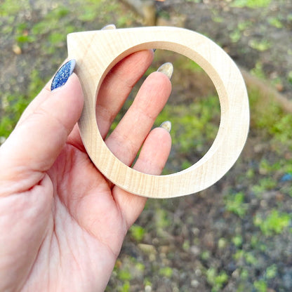 Unfinished Wooden Bangle 10 mm Thick, Linden Wood Bracelet Blank with Single Corner, Natural Eco Friendly Jewelry Supply