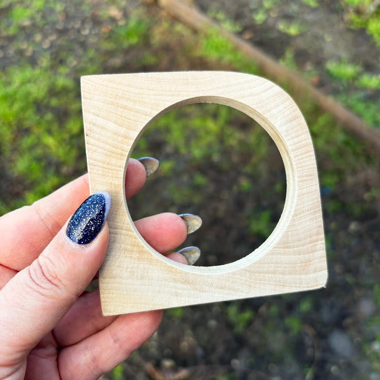 Unfinished Wooden Bangle Blank 10 mm Thick, Linden Wood Square Bracelet Base, Natural Eco Friendly Jewelry Supply - IL10
