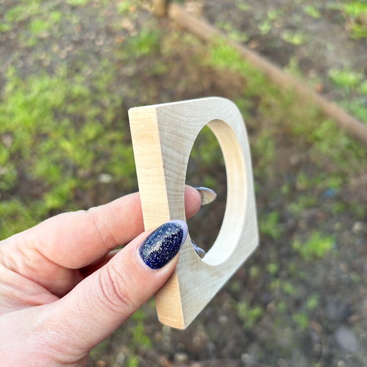 Unfinished Wooden Bangle Blank 10 mm Thick, Linden Wood Square Bracelet Base, Natural Eco Friendly Jewelry Supply - IL10