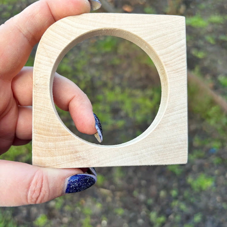 Unfinished Wooden Bangle Blank 10 mm Thick, Linden Wood Square Bracelet Base, Natural Eco Friendly Jewelry Supply - IL10