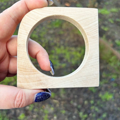 Unfinished Wooden Bangle Blank 10 mm Thick, Linden Wood Square Bracelet Base, Natural Eco Friendly Jewelry Supply - IL10
