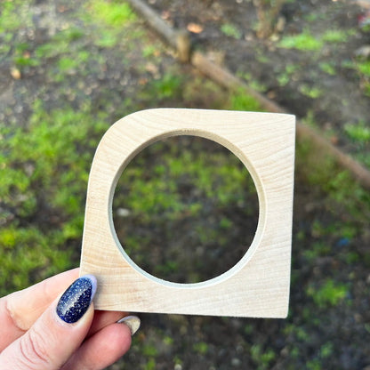 Unfinished Wooden Bangle Blank 10 mm Thick, Linden Wood Square Bracelet Base, Natural Eco Friendly Jewelry Supply - IL10