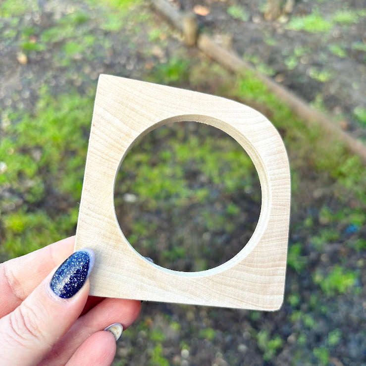 Unfinished Wooden Bangle Blank 10 mm Thick, Linden Wood Square Bracelet Base, Natural Eco Friendly Jewelry Supply - IL10