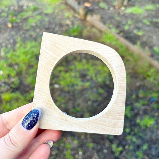 Unfinished Wooden Bangle Blank 10 mm Thick, Linden Wood Square Bracelet Base, Natural Eco Friendly Jewelry Supply - IL10