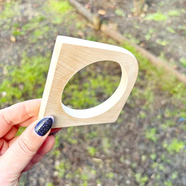 Unfinished Wooden Bangle Blank 10 mm Thick, Linden Wood Square Bracelet Base, Natural Eco Friendly Jewelry Supply - IL10