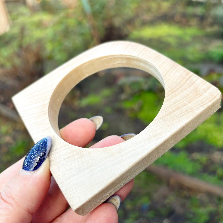 Unfinished Wooden Bangle Blank 10 mm Thick, Linden Wood Square Bracelet Base, Natural Eco Friendly Jewelry Supply - IL10