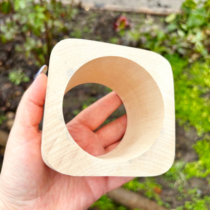 Wide Square Wooden Cuff Bracelet 70 mm, Minimalist Natural Wooden Bangle, Large Statement Bracelet, Eco Jewelry, Unfinished linden Wood