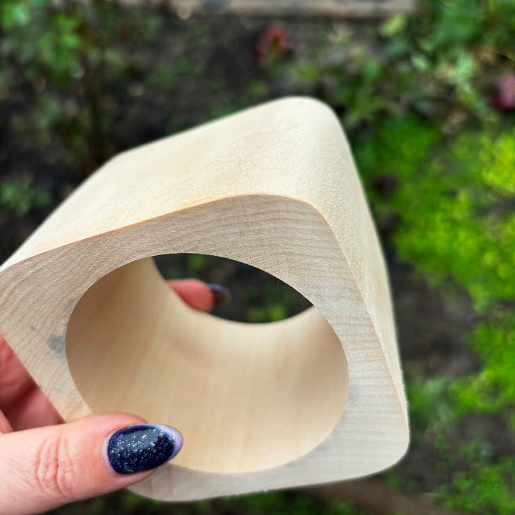 Wide Square Wooden Cuff Bracelet 70 mm, Minimalist Natural Wooden Bangle, Large Statement Bracelet, Eco Jewelry, Unfinished linden Wood