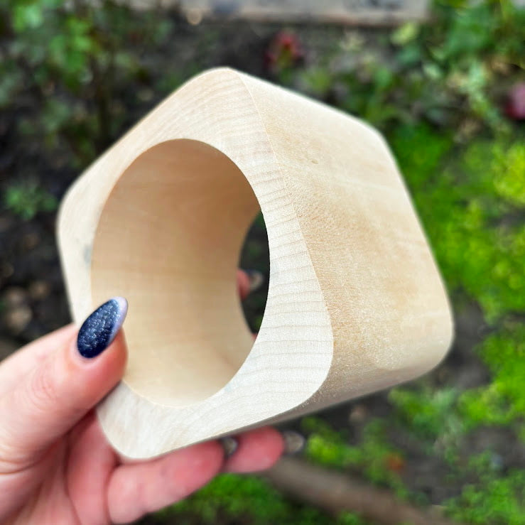 Wide Square Wooden Cuff Bracelet 70 mm, Minimalist Natural Wooden Bangle, Large Statement Bracelet, Eco Jewelry, Unfinished linden Wood