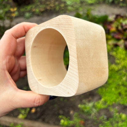 Wide Square Wooden Cuff Bracelet 70 mm, Minimalist Natural Wooden Bangle, Large Statement Bracelet, Eco Jewelry, Unfinished linden Wood