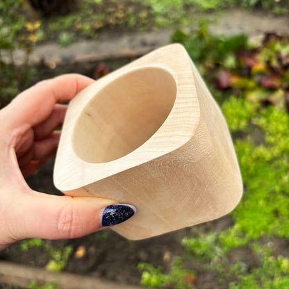 Wide Square Wooden Cuff Bracelet 70 mm, Minimalist Natural Wooden Bangle, Large Statement Bracelet, Eco Jewelry, Unfinished linden Wood