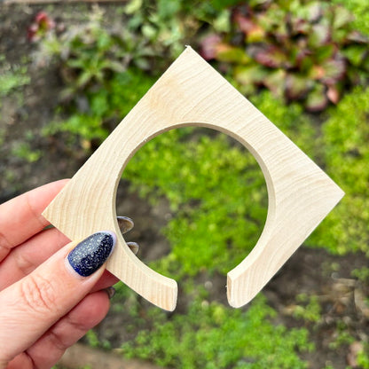 10 mm Wooden Square Bangle Blank with Cut Corner, Unfinished Linden Wood Bracelet Base, Natural Jewelry Making Supply